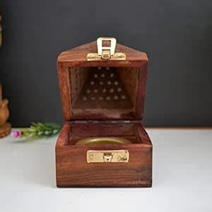 CraftVatika Natural Wooden Pyramid Dhoop Incense Holder Box, Wood ...