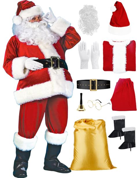 DressVoguer Santa Claus Costume for Men 25PCS, Santa Costumes Adults ...
