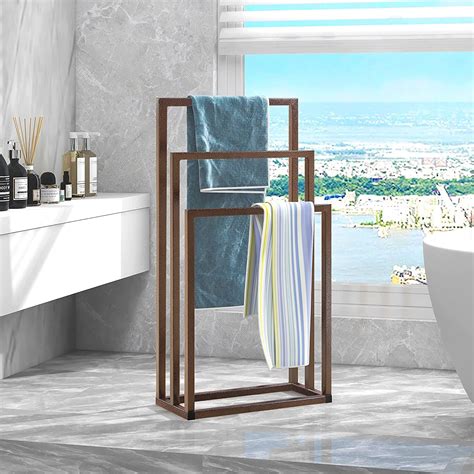 Indian Decor 21579 Space Saving Freestanding Towel Stand Brown Floor ...