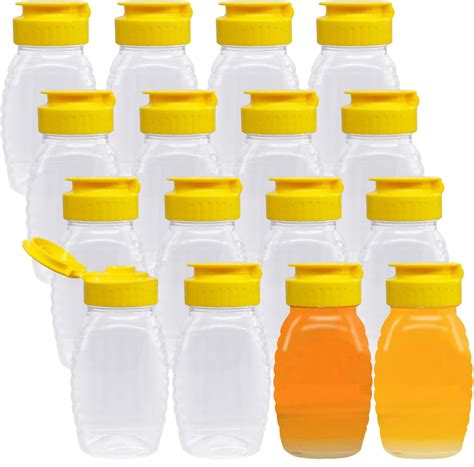 Qiuttnqn 16 Pcs Clear Plastic Honey Jar with Flip-Top Lid India | Ubuy
