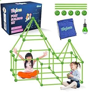 Playbees Glow in The Dark Fort Building Kit with Rods and Connectors ...