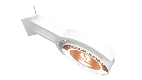 3D Corner Coffee Shop Signage Wall Mounted Light On model | 3D Molier ...