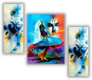 Poylaamo Radha Krishna Framed Wall Painting Digital Reprint 20 inch x ...