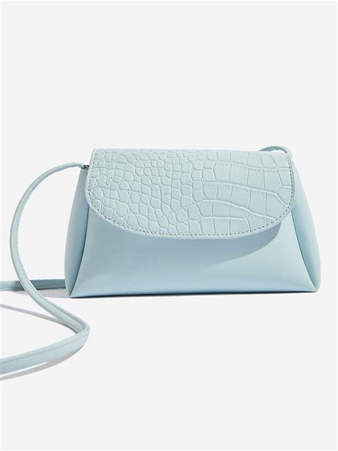 Buy Westside Blue Faux Leather Textured Sling Bag from Westside