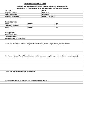Fillable Online LifeLine Client Intake Form Fax Email Print - pdfFiller