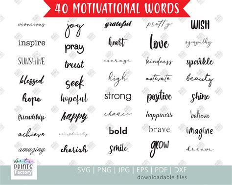 Motivational Words Bundle of 40 Inspirational Words Positive - Etsy Canada