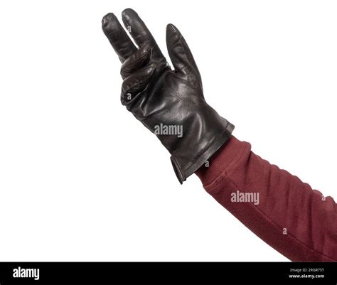 a hand with black leather glove worn on a transparent background Stock ...