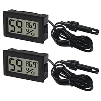 DWEII 2 Pack Mini Digital Thermometer Hygrometer with Probe Indoor ...
