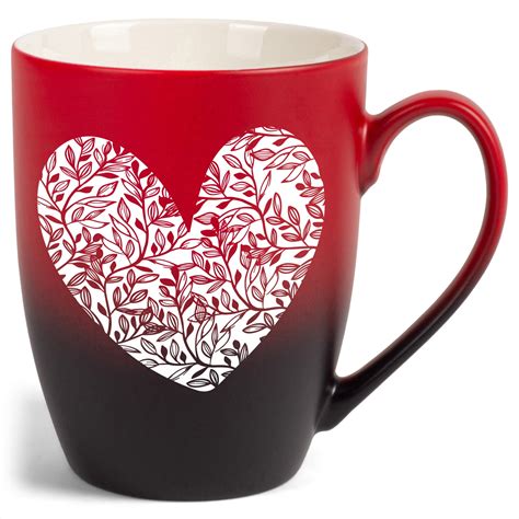 Elanze Designs Heart Leaf Two Toned Ombre Matte Red and Black 12 ounce ...