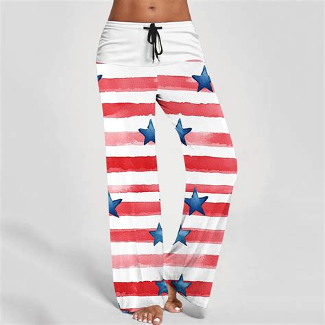 4th of July Pants for Women American Flag Pants Red White and Blue Star ...