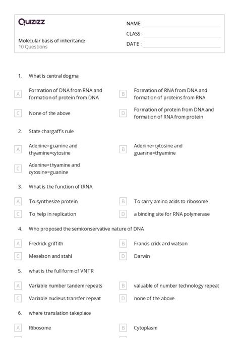 50+ non mendelian inheritance worksheets on Quizizz | Free & Printable