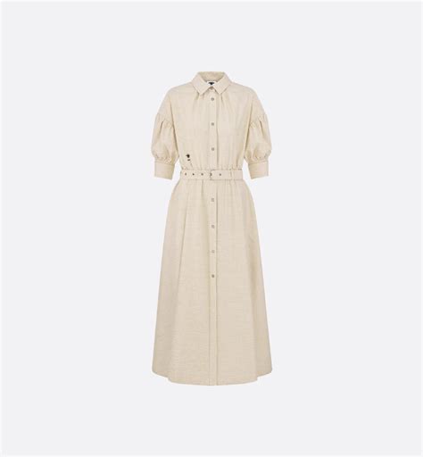 Dior Or Mid-Length Flared Dress Gold-Tone Cotton-Blend Denim | DIOR