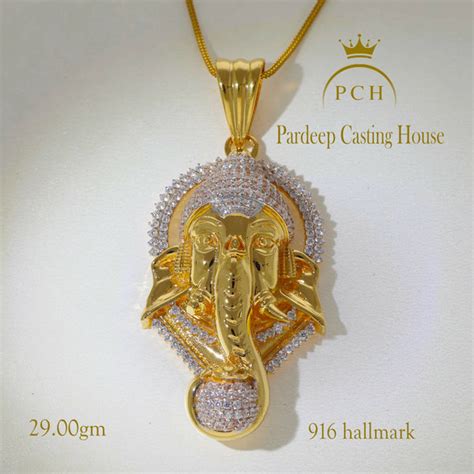 Ganesh Ji Gold Stone Pendent – HM Sarafa Bazar India Pvt Ltd