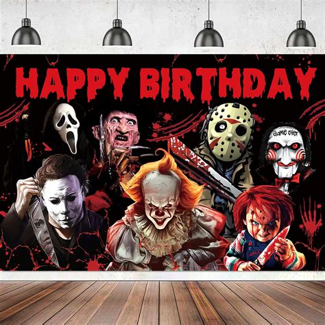 Amazon.com : 5x3FT Horror Birthday Decorations Backdrop, Horror Movie ...