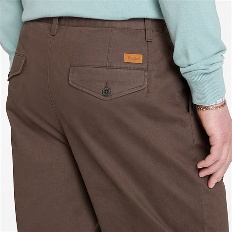 Claremont Washed Peached Twill Pleated Trousers for Men in Brown