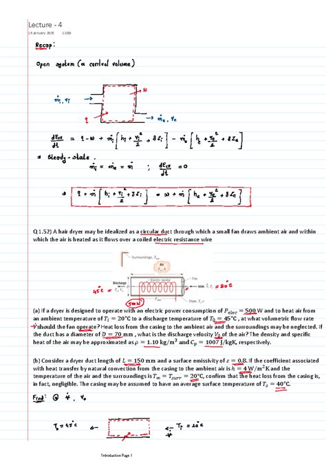Lecture - 4 - sfsfsfsfsfsfsfsfsf - Q 1) A hair dryer may be idealized ...