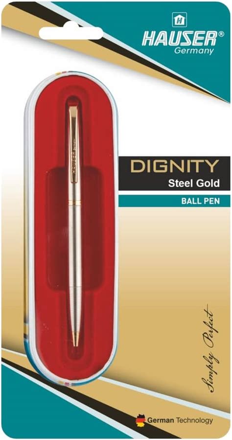 Hauser Dignity Steel Gold Ball Pen Blister Pack | Steel Metal Finish ...