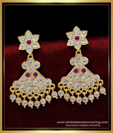 Buy 1 Gram Gold Plated Ad Stone Impon Earrings Online Shopping
