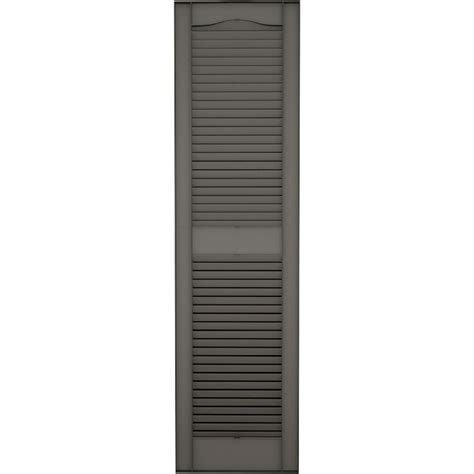 Ekena Millwork 12-in W x 25-in H Tuxedo Grey Louvered Exterior Shutters ...