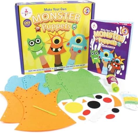 Kalakaram Monster Puppets Making Art and Craft Kit, Make 3 Cut and ...