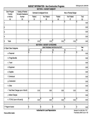 Standard Form 424A (PDF) - Epa - Fill and Sign Printable Template Online