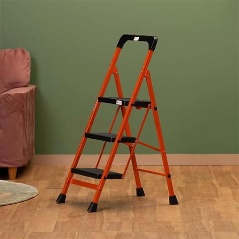 BonKaso Premium Steel Multipurpose Climb Easy Anti-Slip 3-Step Foldable ...