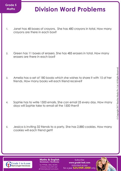 Image result for Division Math Word Problems Worksheet
