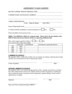2014 Form CA Movers Choice Agreement to Add Carrier - Blank Fillable ...