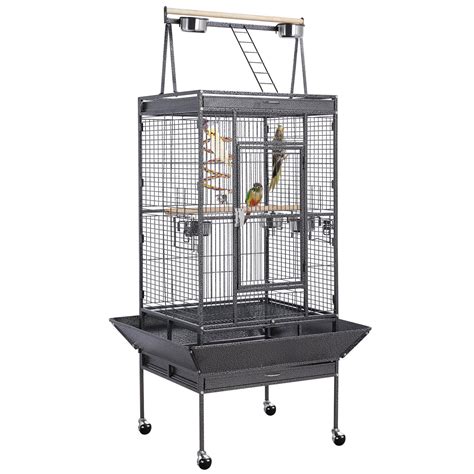 Yaheetech69 Inch Wrought Iron Rolling Large Parrot Bird Cage For ...