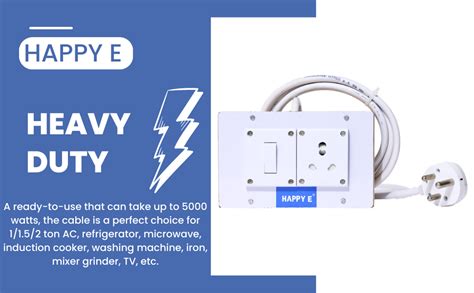 Buy HAPPY E 1+1 Power Rack 16A Electric Extension Board Box with Wooden ...