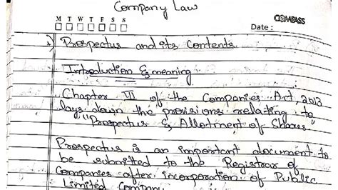 Company Law MTWTFSS: Prospectus & MOA Overview - Studocu