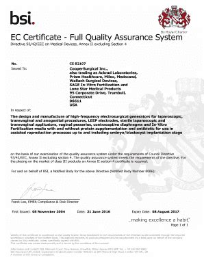EC Certificate - Full Quality Assurance System - Fill and Sign ...