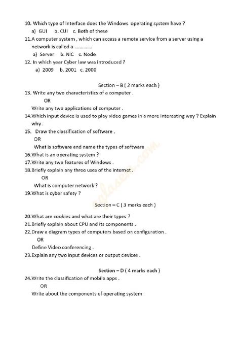 Image result for Class 9 Question Paper of Computer Term 2