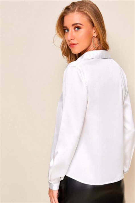 Solid Satin Blouse White – Styched Fashion