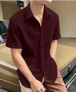 JAX FOR Men Solid Casual Maroon Shirt - Buy JAX FOR Men Solid Casual ...