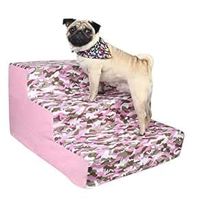Douge Couture Dog/Cat Stairs/Ladder3 Steps Ramp Ladder Pink Army Print ...
