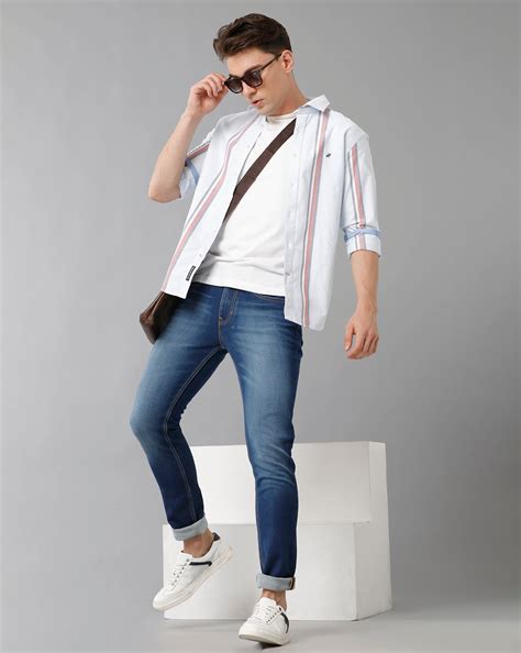 Sky Blue Broad Stripes Casual Shirt – Double Two