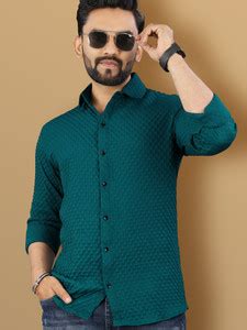 VeBNoR Men Self Design Casual Blue Shirt - Buy VeBNoR Men Self Design ...