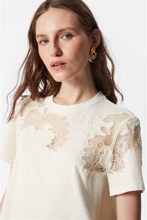 Lace Embroidery T-shirt - White - Ladies | H&M GB