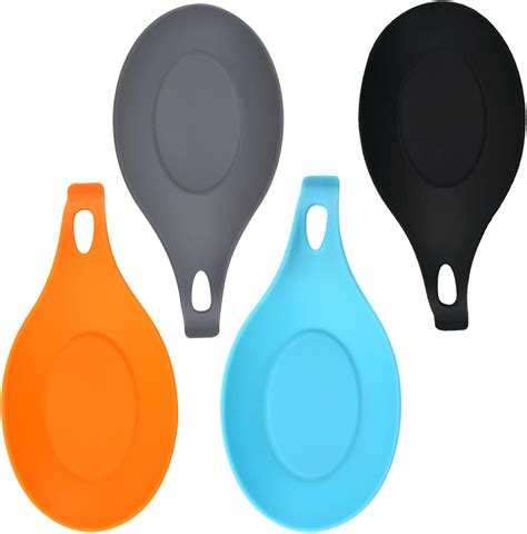 Spoon Rest, Set of 4 Spoon Rest for Kitchen Counter Silicone Spoon Rest ...