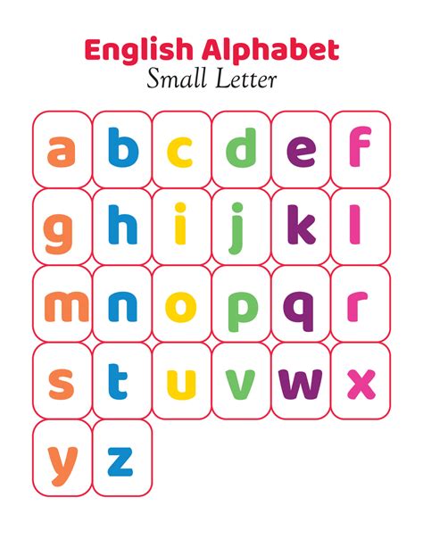 English alphabet chart for kids.Small letter 22683793 Vector Art at ...