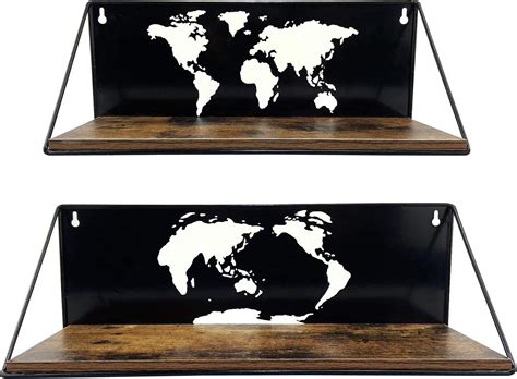 Buy PETAFLOP Floating Shelves Wall Mount Shelf with World Map Cutouts ...