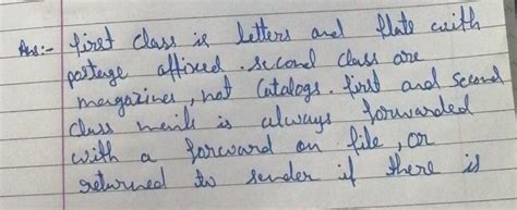 what is the difference between first class and second class mails ?Give ...