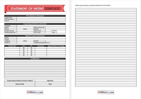 Image result for Statement of Intent Committee Example