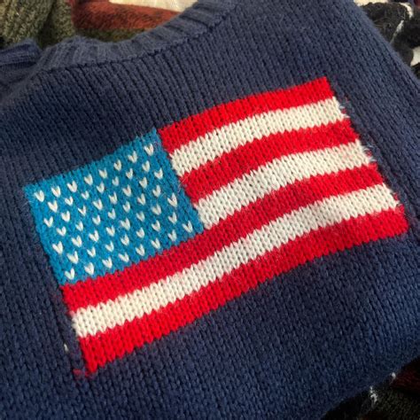 Navy blue American flag knit sweater #preppy | Depop