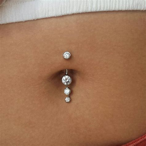 Healed navel piercing by Iain, upgraded to a clear gem navel dangle ...