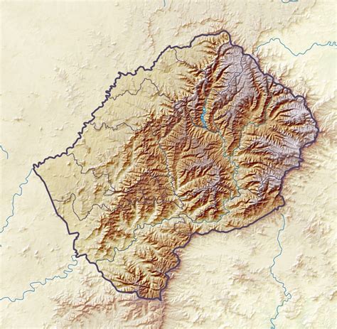Detailed relief map of Lesotho | Lesotho | Africa | Mapsland | Maps of ...