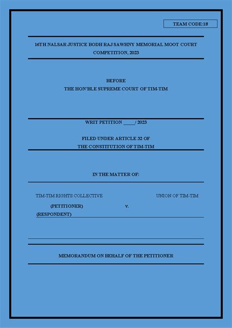 18P - memo - 16TH NALSAR JUSTICE BODH RAJ SAWHNY MEMORIAL MOOT COURT ...