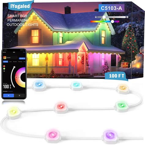 iYogaled Permanent Outdoor Christmas Lights 100ft,Smart RGB Outdoor ...