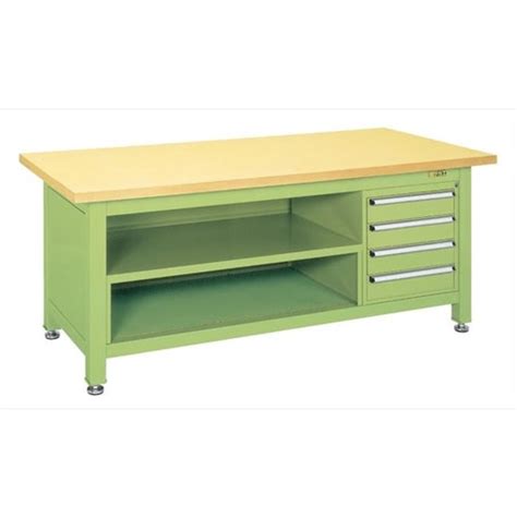 サカエ 超重量作業台 Wタイプ 耐荷重3000kg 合板天板 幅1800奥行800高さ740mm 固定式 キャビネット付 1台 WG－8T4 ...